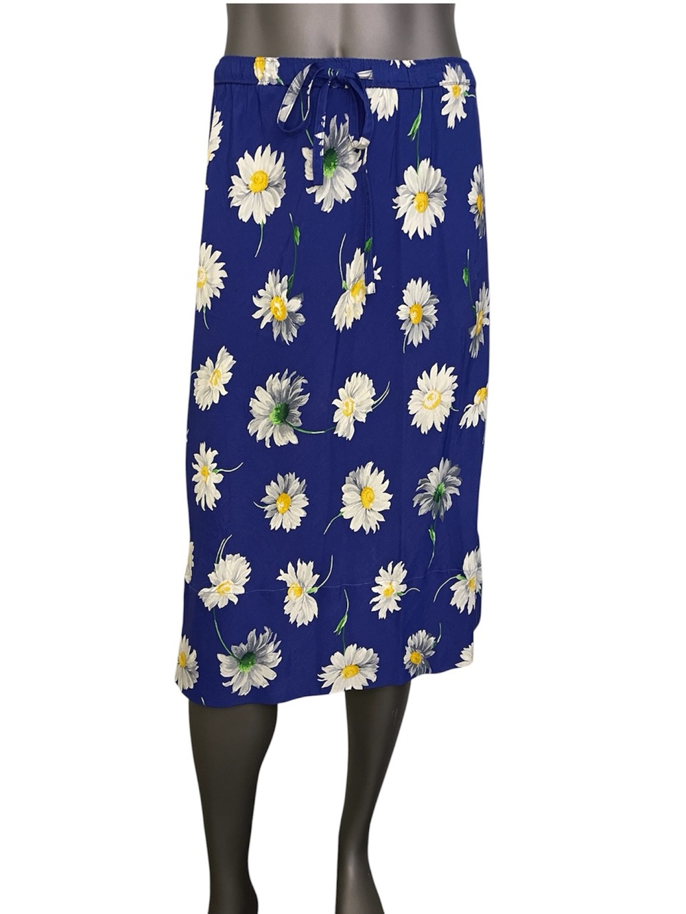 Jones New‎ York Sport Straight Skirt S Petite Floral Blue Drawstring Daisies